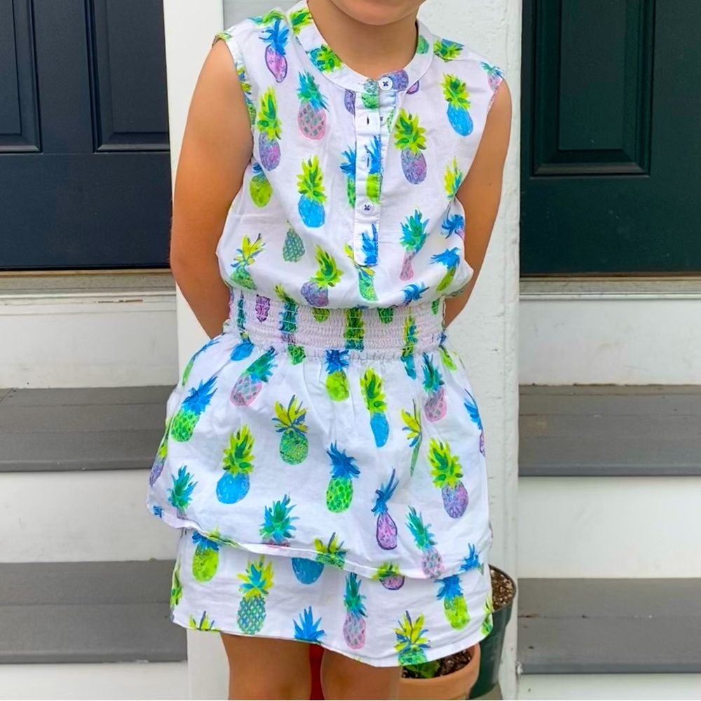 Hatley Painted Pineapples Sleeveless Tiered Dress